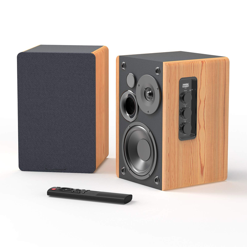 Vofull Hifi Wood Bookshelf Speaker with 4" Bass & 2" Silk Tweeter