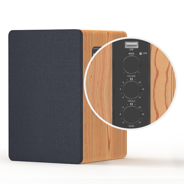 Vofull Hifi Wood Bookshelf Speaker with 4" Bass & 2" Silk Tweeter